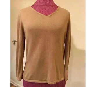 J Jill Womans Sweater Size medium Brown V Neck